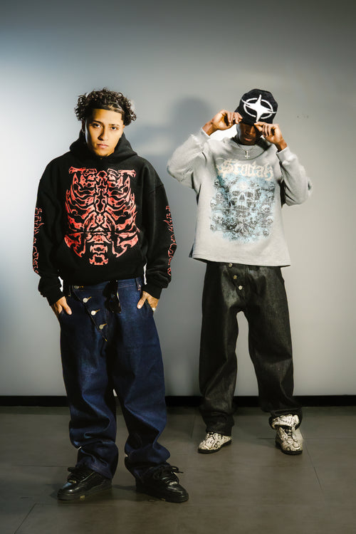 HEAVYWEIGHT HOODIE BLACK "INSIDE BONES V2"