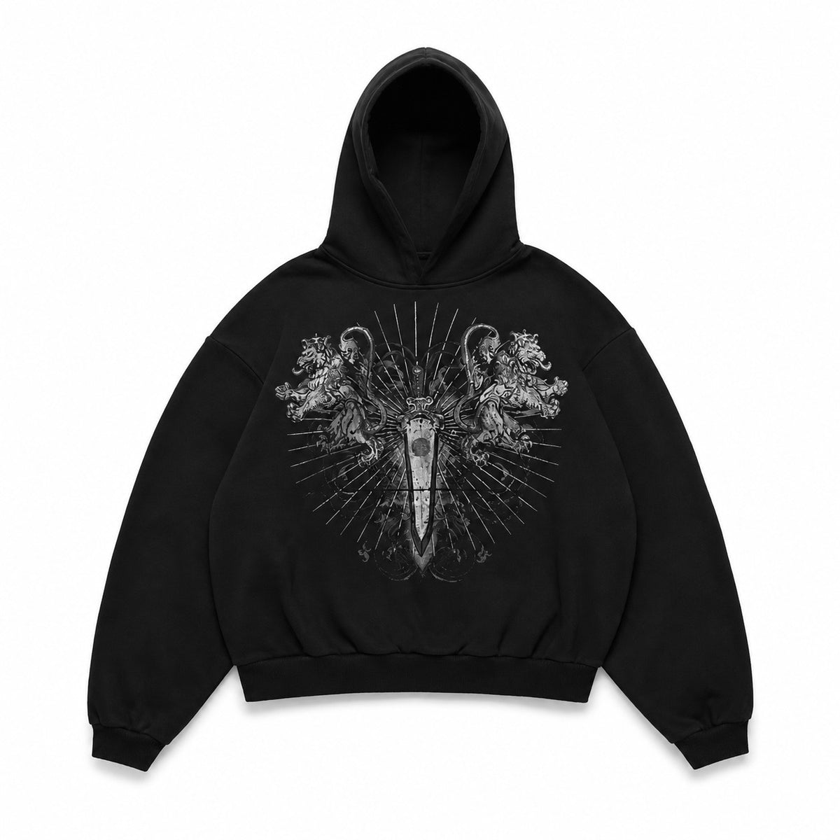 HEAVYWEIGHT HOODIE HERALDIC LYON BLACK