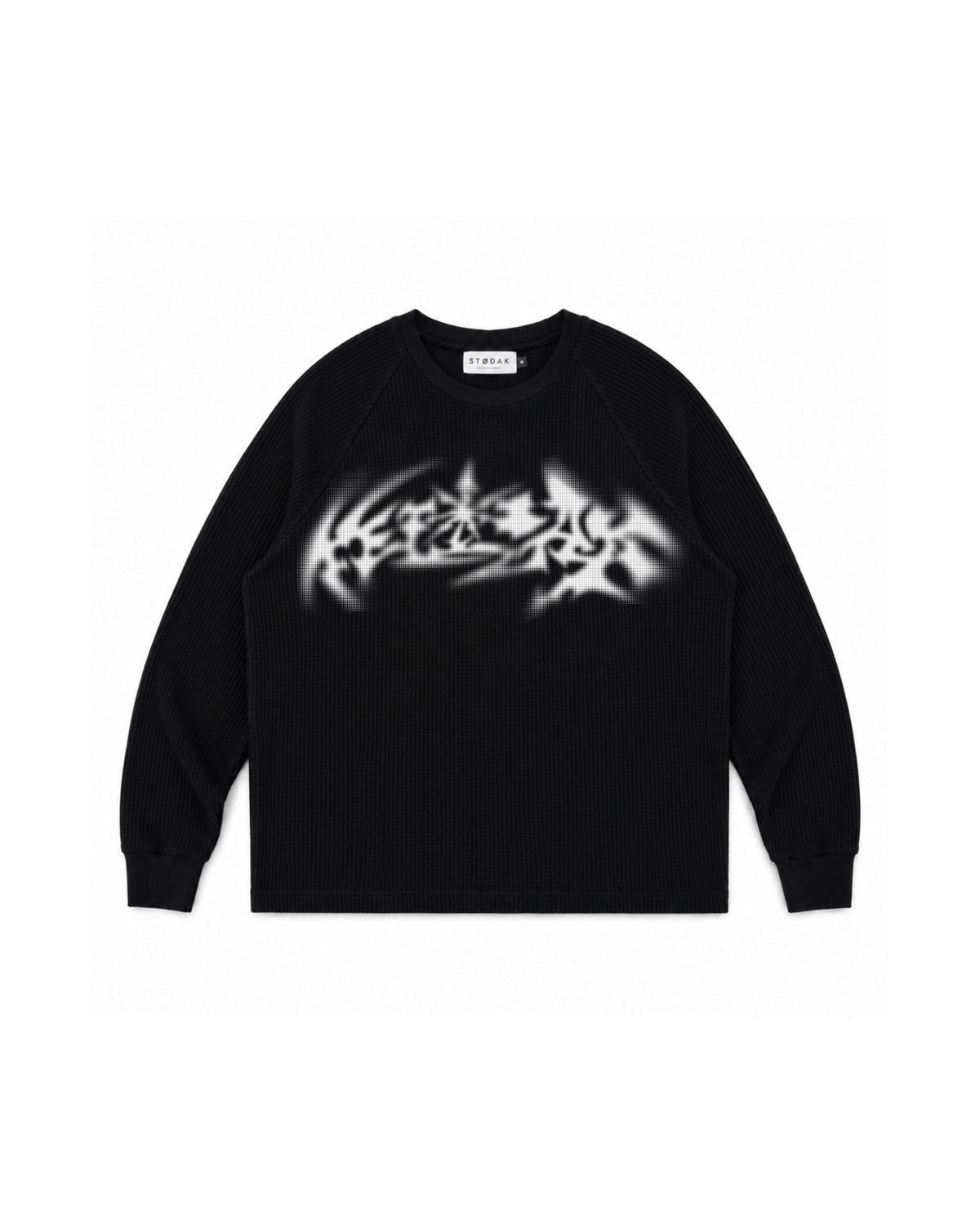 HEAVYWEIGHT WAFFLE LONGSLEVE “EIGHT POINTS" BLACK