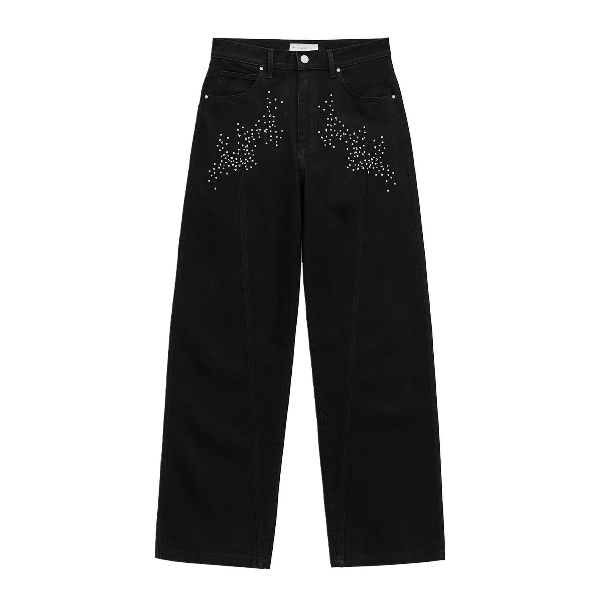 Ultra Black Baggy Jeans Crystals